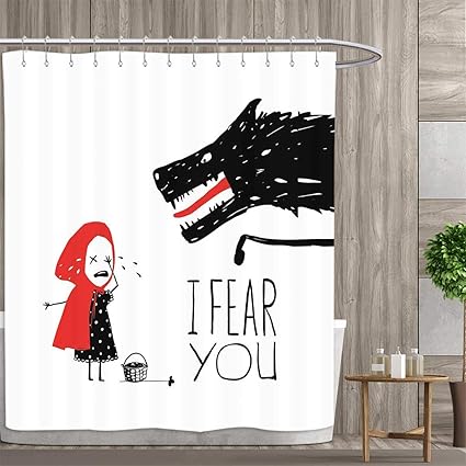 Wolf Shower Curtains Fabric Extra Long Fairy Tale Design With