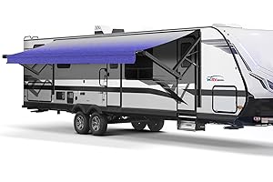 RVeaves Black Electric Power RV Awning Frame and Fabric Assemblies Full Set for RV,5th Wheel,Travel Trailers,Toy Haulers,and Motorhome RV Trailer Awning for Home or Camper (19Feet, Navy Fade)