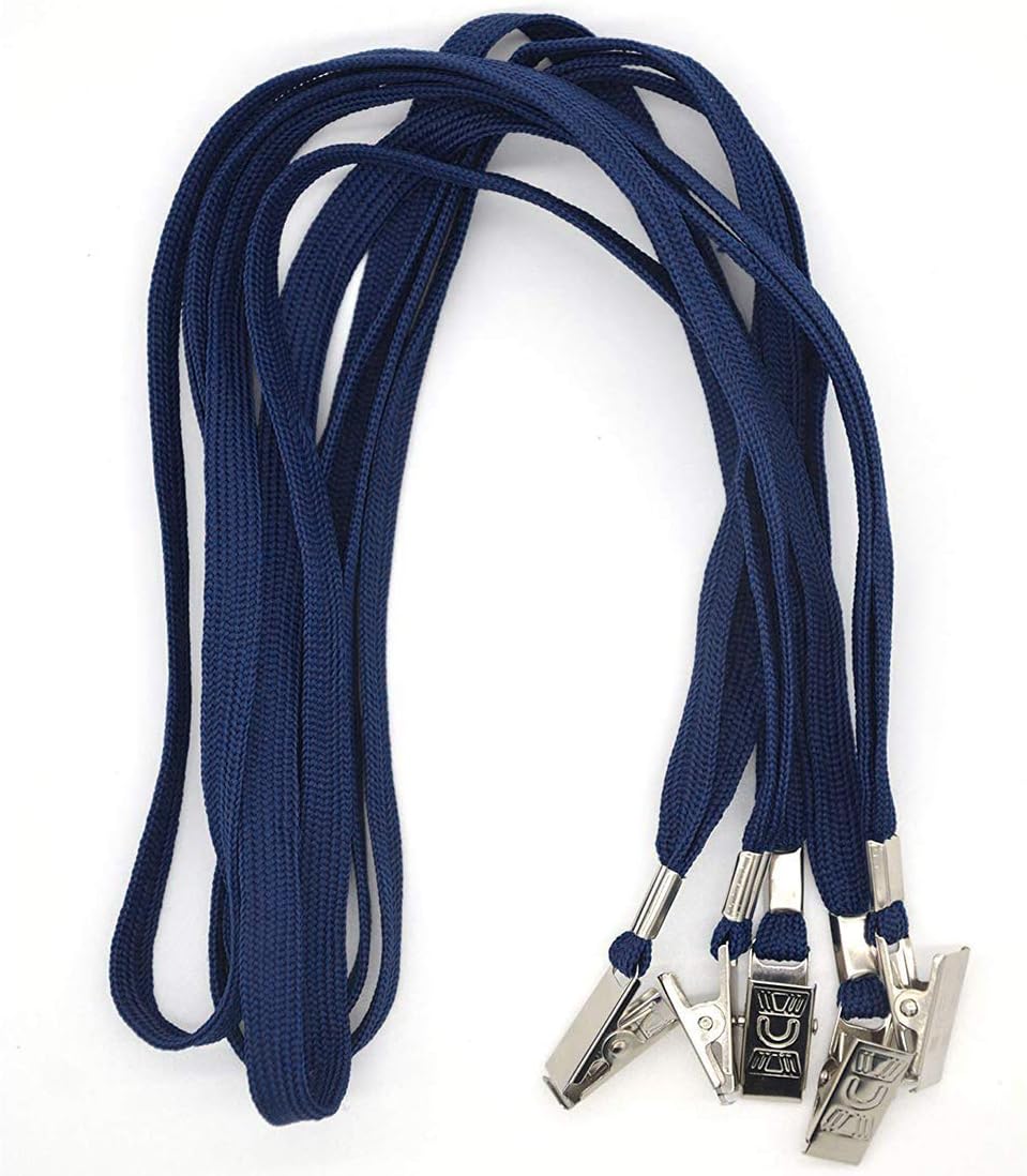 Bird Fiy 50 Pcs Lanyards Bulldog Clip 32 inch Flat Braid Neck Lanyard for Id Cards/badges (Navy Blue), Navy Blue,black - Image 4