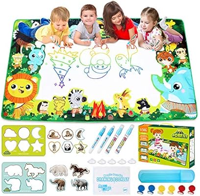 Large Water Drawing Mat For Kids Aqua Magic Water Doodle Drawing Mat Mess Free Non Toxic Eco Friendly Reusable 59 Inches X 35 Inches Includes Drawing Guide Stencils Amazon Com Au Toys Games