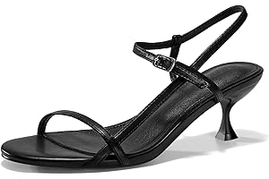 Coutgo Womens Strappy Heeled Sandals Kitten Low Heel Open Toe Ankle Strap Party Wedding Dress Shoes