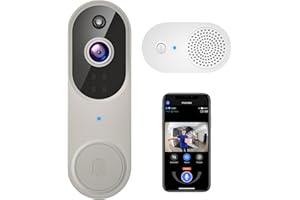 Guggre 1080P Wireless Video Doorbell Camera with Chime Ringer, Night Vision, Cloud Storage, 2.4GHz Wi-Fi, Smart AI Human Detection, 2-Way Audio, Real-Time Alert, Battery Powered