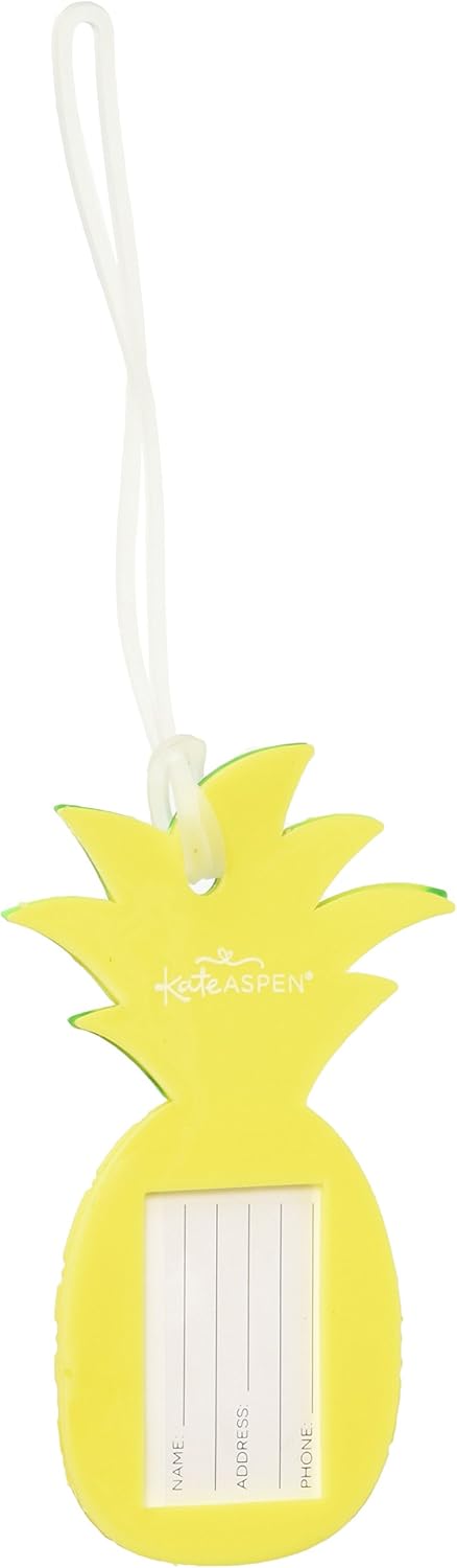 Kate Aspen Pineapple Luggage Tag, Yellow and Green: Kitchen & Dining