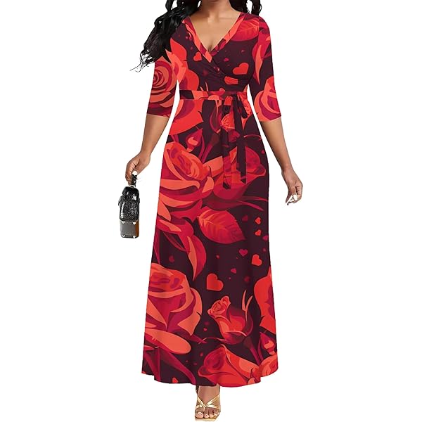 Plus Size Long Sleeve Maxi Dress - Oversized V-Neck Fall Dress For Curvy Women XL-6XL