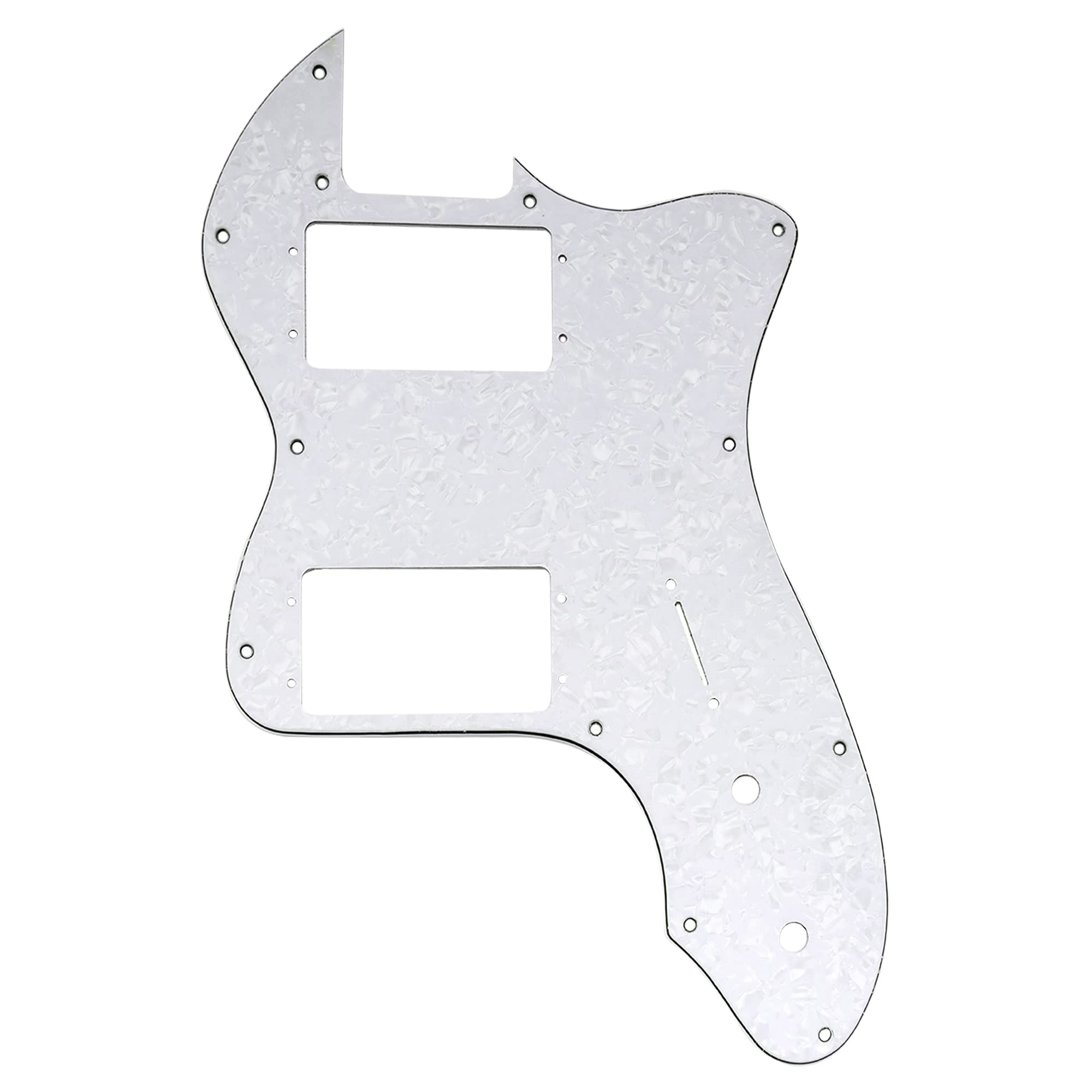 Musiclily Pro 12 Holes Wide Range HH Guitar Pickguard For USA/Mexico Fender 72 Tele Thinline Style Electric Guitar, 4Ply White Pearl