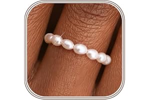 MILACOLATO Fidget Ring Anxiety Rings for Women made of Natural Pearls - Adjustable Spinner Rings - Anti Stress Ring | Size 5-