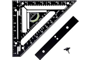 CYOKET Innovative Rafter Square Tool, Sherwap Rafter Square Tool, Triangle Ruler Rafter Square Protractor, Advanced Carpenter Square with Jig Block, Layout Measuring Tool(Black)