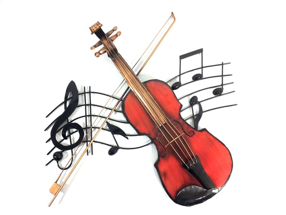 BWA New Contemporary Metal Wall Art Picture Or Sculpture – Violin Music Swirl