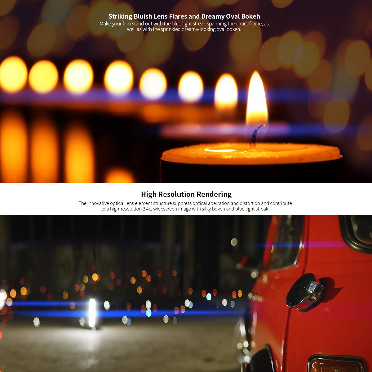 SIRUI 24mm Anamorphic Lens F2.8 1.33X APS-C Camera Lens for E Mount, Blue Flare