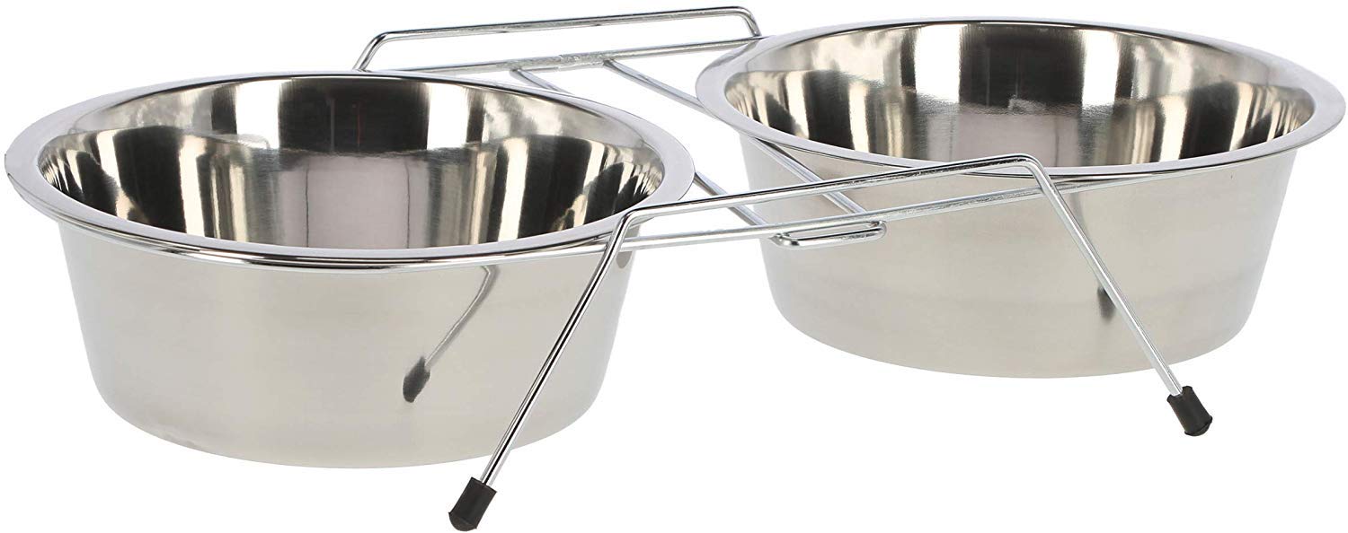 Kerbl Metal Twin Feeder includes 2 Bowls, 900 ml