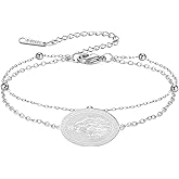 TEAMER Dainty Virgin Mary Rosary Bracelet Mother Mary Double Layer Beads Chain Bracelet Religious Faith Protection Jewelry For Women Men