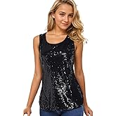 HENLY Women's Sequin Tops Sleeveless Sparkle Sequin Tank Top Shimmer Vest Glitter Camisole