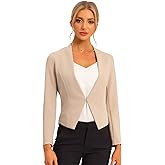 Allegra K Women's Work Office Blazer Collarless Business Casual Suit Jacket Cropped Blazer