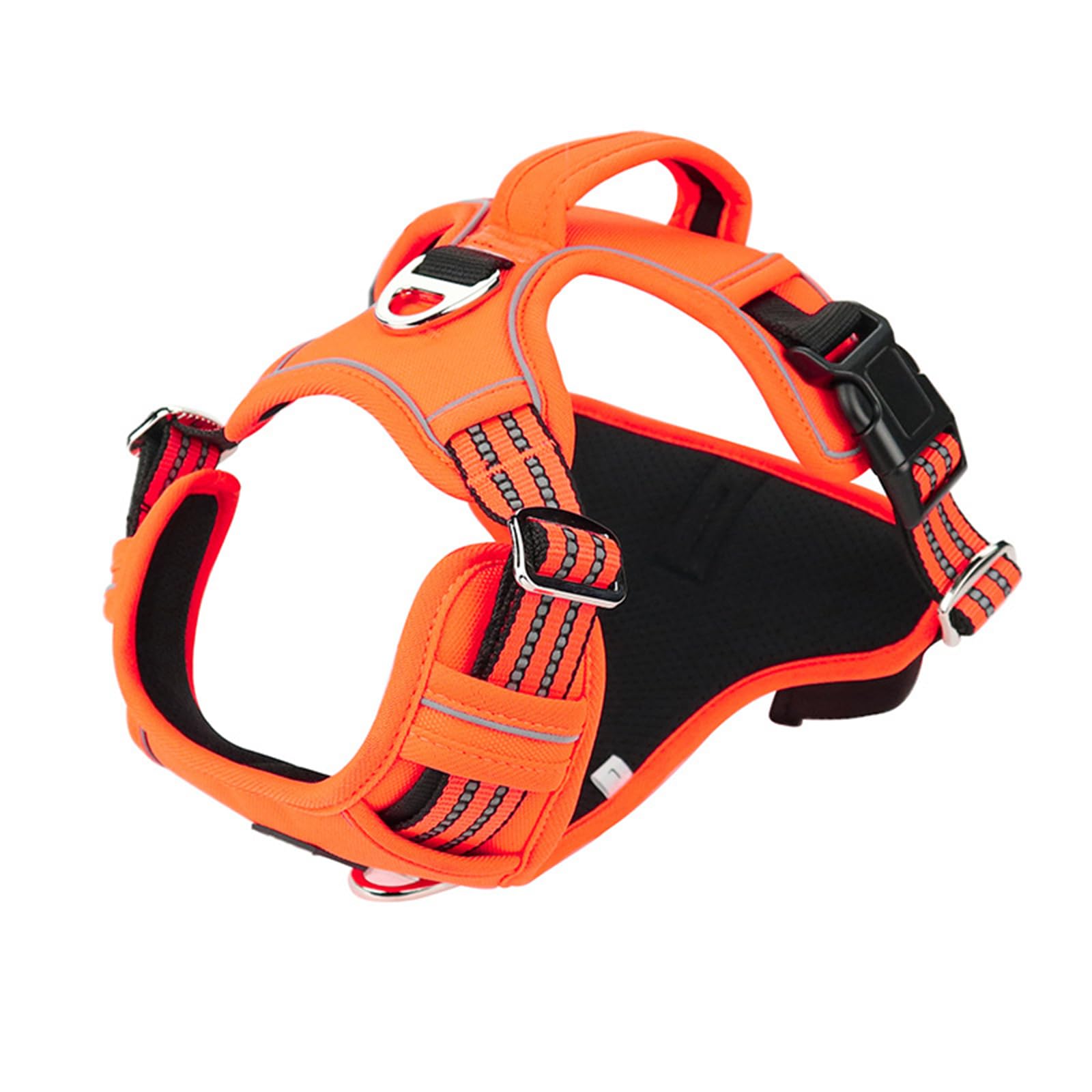 PETCUTE No Pull Dog Harness,Comfortable Reflective Heavy Duty Pet Vest Harness,Adjustable Front Back Clip Easy Control Puppy Harness with Soft Padded Handle for Outdoor Training Walking,Orange,M