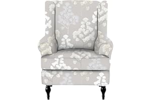 CRFATOP Wingback Chair Cover Slipcovers 2 Piece Stretch Wing Chair Slipcover Spandex Wingback Chair Slipcover Printed Furniture Protector Chair Covers for Living Room Armchair,01