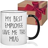 HIWERAN Sarcastic Gift for Boss from Employees My Best Employee Gave Me This Mug Funny Birthday Gifts for Boss, Coworkers, Bosses Mug 11 oz