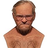 MOYEE Halloween Latex Human Face Mask Old Man Mask for Adults Halloween Cosplay Dress Up Masquerade Party Props