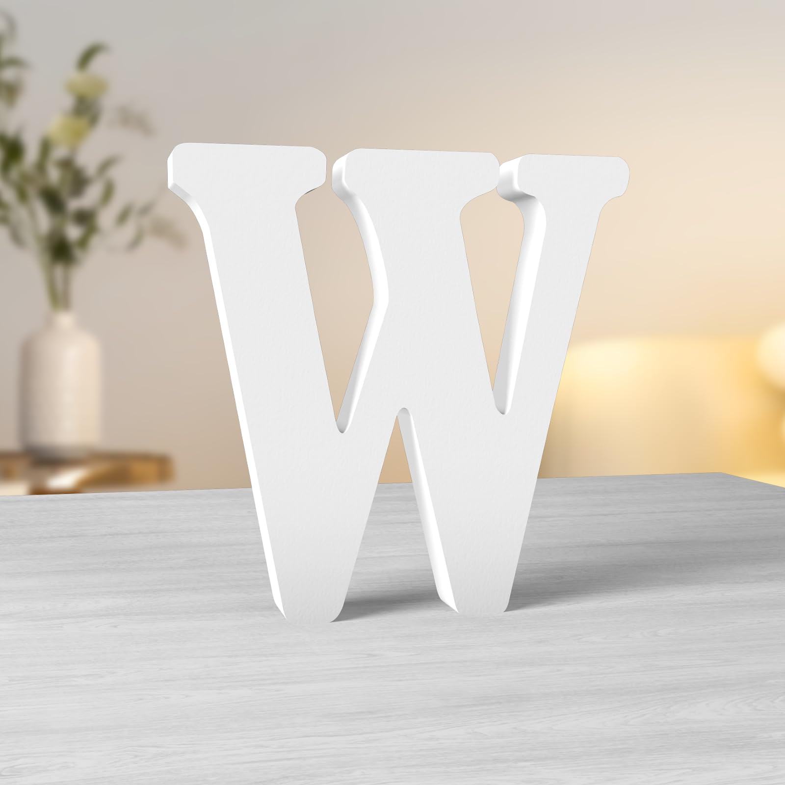 Aruatu 6 Inch White Wood Letters - Unfinished Wood Letters for Wall Decor & Craft Projects