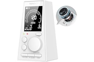 TERENCE Metronome for Piano, Guitar, Drum and All Musical Instruments, Digital Metronome with Volume, Rhythm Adjustable, Rechargeable, Electric Metronome with Timer Function, LCD Display (White)