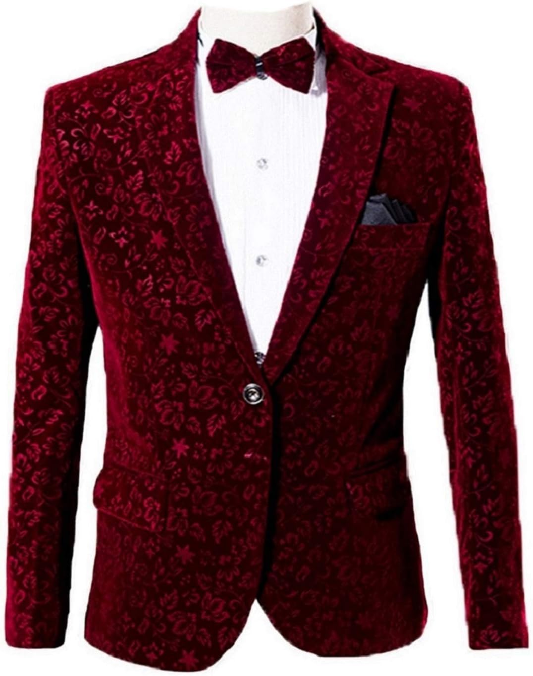 DGMJ Men Floral Suit Jackets for Wedding Slim Fit Tuxedo One Button Party Formal Dinner Blazer XZ015