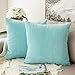 MIULEE Decorative Throw Pillow Covers Pack of 2 Corduroy Soft Soild Pillow Cases Square Pillowcases for Cushion Couch Sofa Bedroom Living Room 18 x 18 Inch, Light Blue
