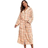 1stvital Womens Plush Hooded Bathrobe Fleece Long House Coat Soft Sleepwear Flannel Winter Robes Fluffy Nightgown with Pocket