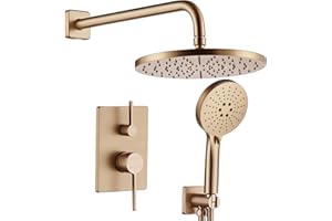 AONEON Bathtub Shower Trim Kit with 10'' High Pressure Rain Showerhead Faucet System, 3-Function Handheld Spray and Valve Inc