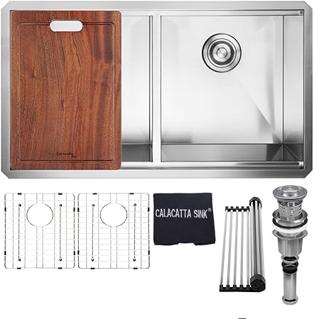 33 X 19 Stainless Steel 304 Handmade Double Bowl Ledge