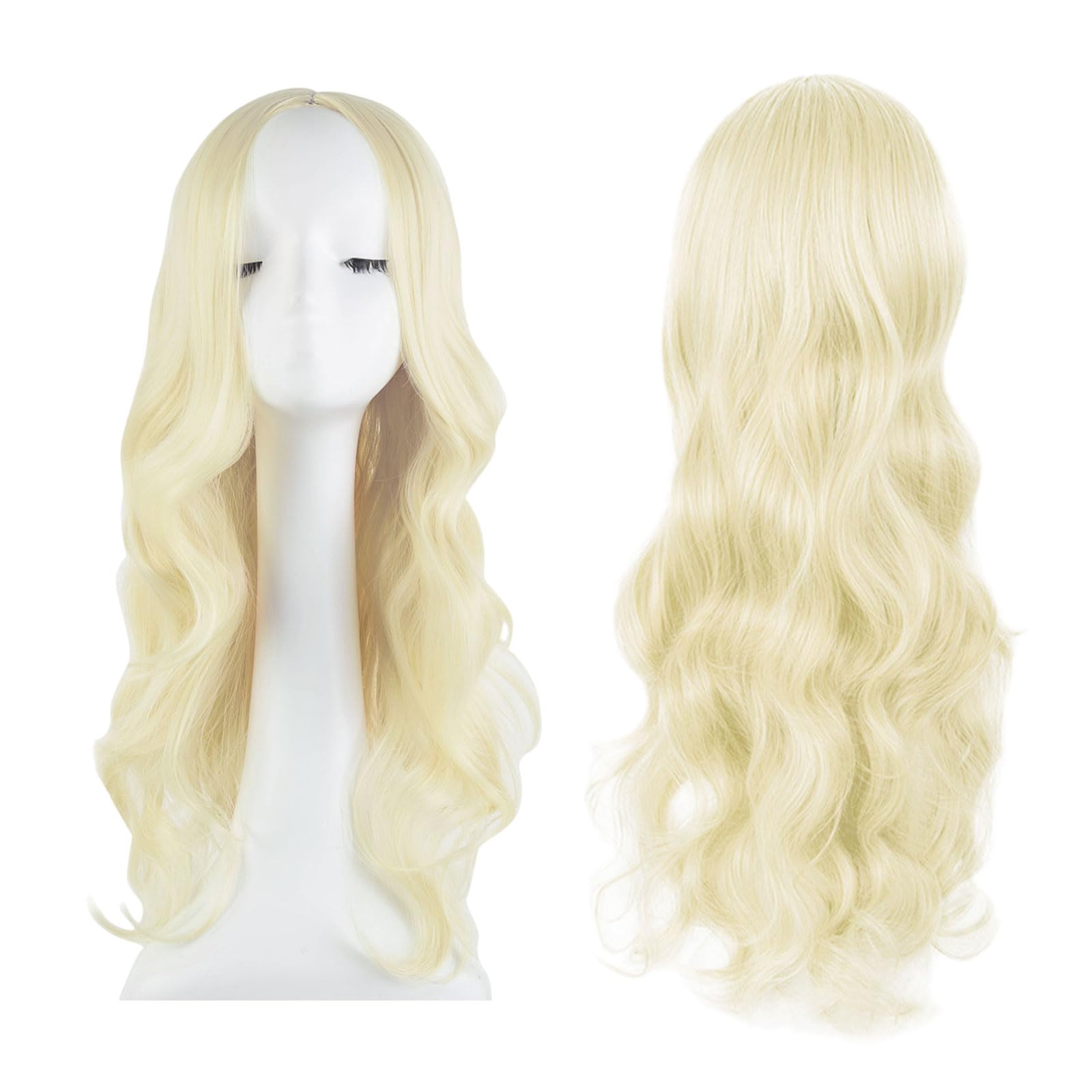 EUPSIIU Long Platinum Blonde Wave Wigs for Women 27’’ Long Curly Wigs, Ladies Fancy Dress Hair Wigs, Women's Charming Full Hair Replacement for Cosplay Party, Daily Use (Platinum Blonde)