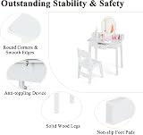 Maxmass Kids Vanity Table and Chair White with LED Mirror and Drawer view 5