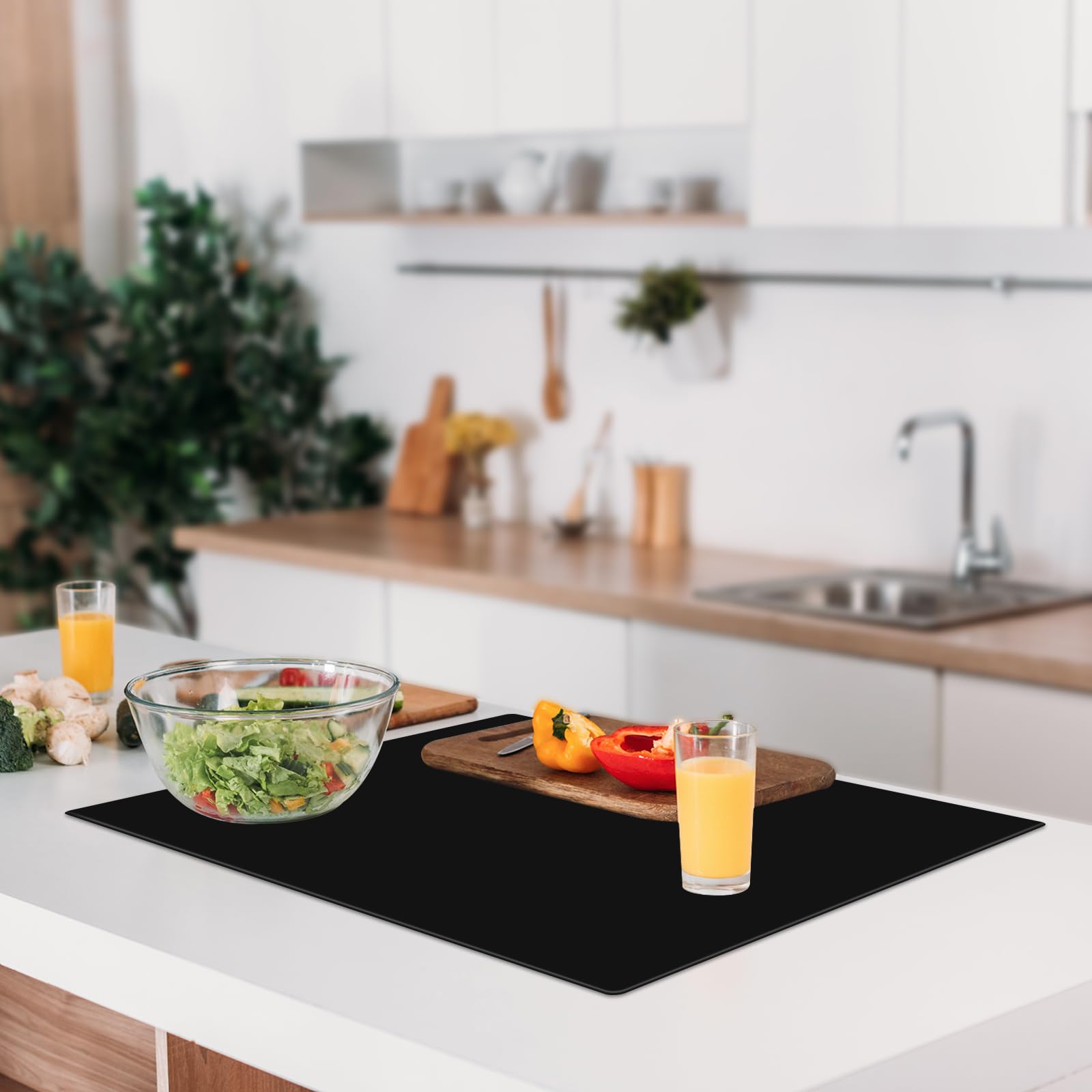 Multipurpose Extra Large Silicone Mat for Kitchen Worktop Protector, Non-Slip, Heat-Proof Countertop Mat, Heat Resistant Placemat, Craft Mat, Table Mat by KitchenRaku (60x40cm, Black)