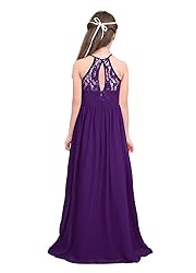 iEFiEL Girls Halter Lace Chiffon Flower Wedding