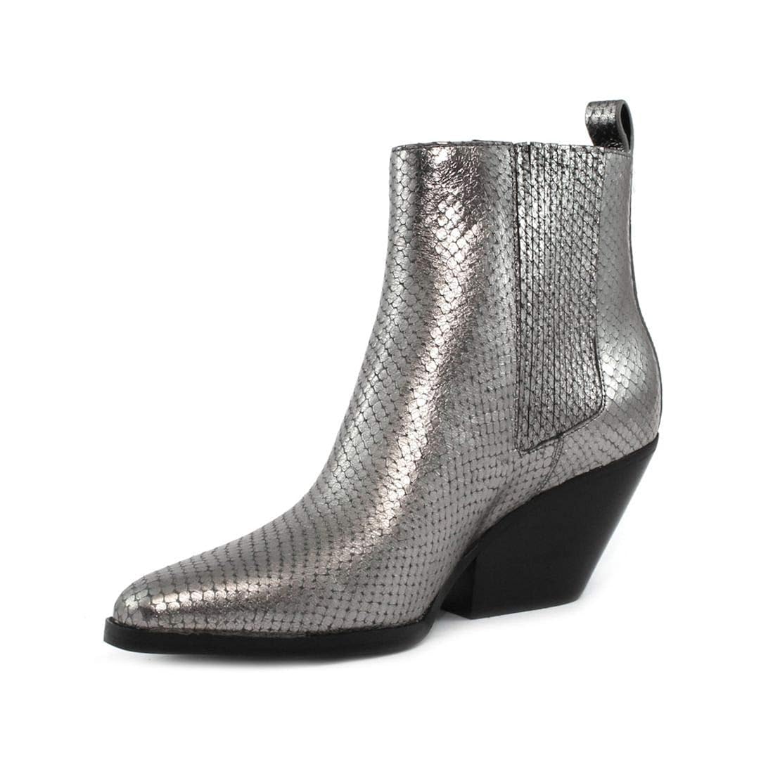 sinclair metallic embossed leather ankle boot