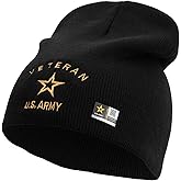 e4Hats.com US Army Veteran Military Embroidered 8 Inch Knitted Short Beanie