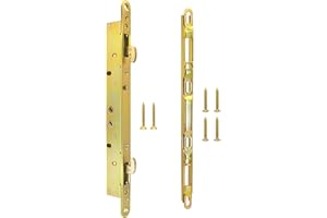 Multi-Point Mortise Lock for Sliding Patio Glass Door, Dual Point Hooks Latch with Anti-Slam Pin and Keeper Fits Handle with 