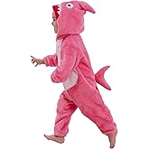 LOLANTA Boys' Girls' Dinosaur Shark Costume Flannel Jumpsuits Soft Animal One Piece for Kids Holiday Birthday