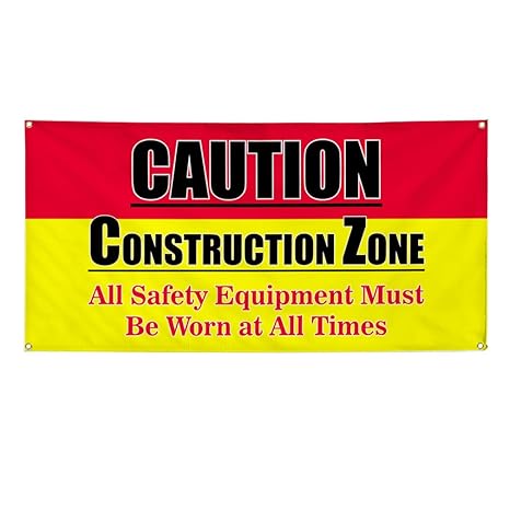 Amazon Com Vinyl Banner Sign Construction Zone Wear Safety
