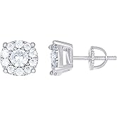 Sterling Silver Or Yellow-Tone Womens Moissanite 9mm Fashion Stud Earrings Screw Back