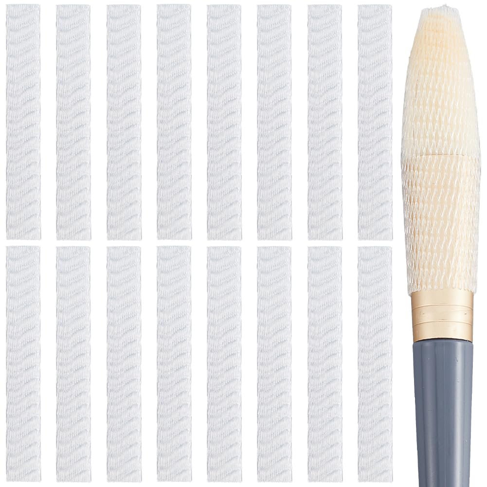 Photo 1 of GORGECRAFT 200Pcs Makeup Brush Pen Guard Protector White Net Reusable Thread Spool Savers Expandable Mesh Cover Plastic Sewin Thread Netting Machine Embroidery Net for Sewing Eyeshadow Brush