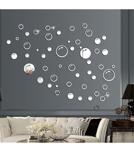 90 Large Soap Bubbles Wall Decals – Removable Vinyl Stickers For Bathroom, Bedroom, Nursery, Kids Room Décor (White, Matte Finish)