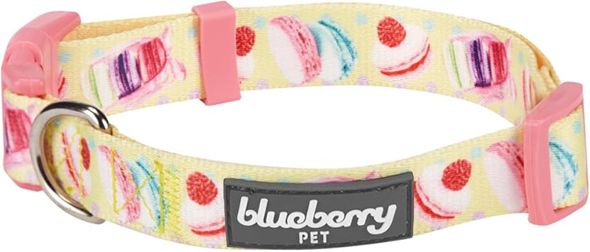 Amazon Blueberry Pet ブルーベリーペット 首輪 ティーデザートパーティースイーツ マカロンデザイン レモンシフォン 小型犬用 首回り30cm 40cm 長さ調節可能 Blueberry Pet ベーシック首輪 通販