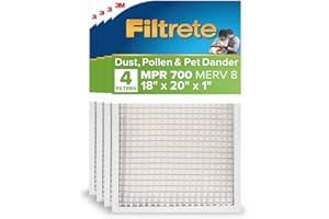 Filtrete 18x20x1 AC Furnace Air Filter, MPR 700, MERV 8, Tough on Pollen, Easy on Airflow, 3-Month Pleated 1-Inch Electrostat