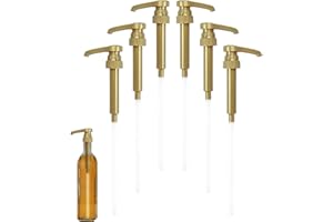 DUXESUK 6 Pcs Syrup Pumps Dispenser, Fits 25.4 Oz/750 ml Coffee Syrup Bottles-Dispense Syrups Effortlessly, Syrup Pump Dispenser for Drinks and Coffee (Gold)