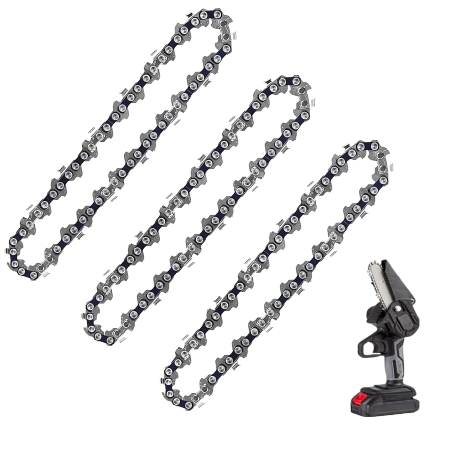 3PCS 6in Mini Chainsaw Chain Replacement Accessories，Replacement Chains for Cordless Electric Portable Mini Chainsaw，Chain Saw Blade, Chain Saw Chains for Pruning Shears Wood Cutting(37 Drive Links)