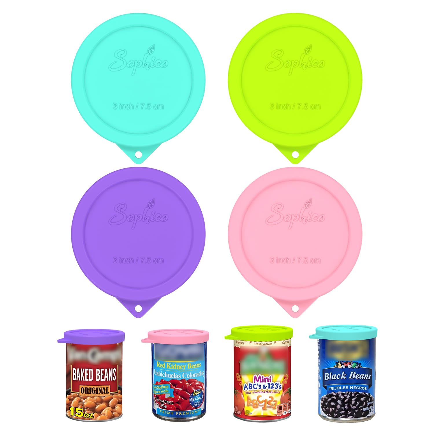 Photo 1 of 4PCS 3-inch Silicone Can Lids for Goya | Van Camp's | Chef Boyardee | Bush's Best | Farmer's Market Can, Tight Seal Cover for Canned Good, Can Toppers, Reusable Food Saver Lid (Can NOT Included)