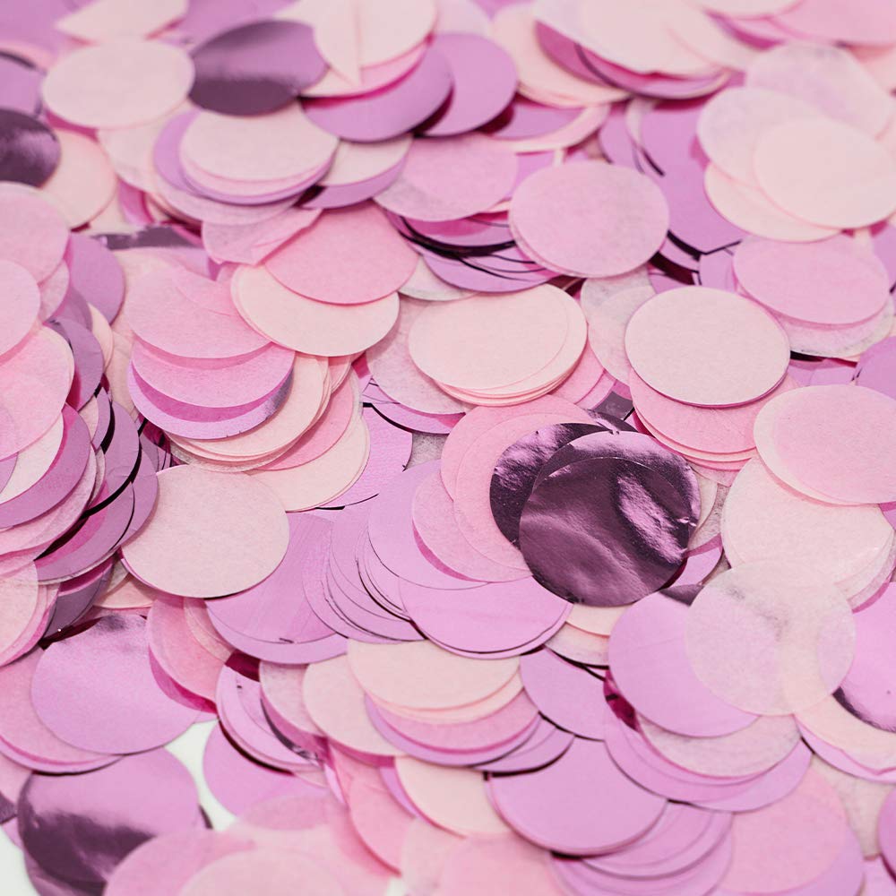 2.5cm Paper and Foil Confetti Pink Delight Mix Round Tissue Confetti 6000pcs for Parties Weddings Birthday Party Balloon Table Decoration (Pinks, Pink Foil)