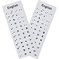 2 Pack English Universal Keyboard Alphabet Stickers, White Background with Black Lettering for Computer Laptop Notebook Desktop, Replacement Computer Keyboard Stickers (English)