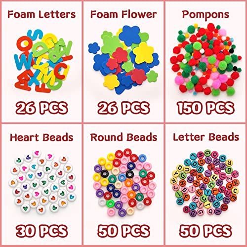 Withosent Children's Craft Set, 2200 + Pieces DIY Craft Case, Craft Box, Craft Felt Craft Paper, Craft Material, Craft Supplies, Craft Box, Scrapbooking, Pipe Cleaners, Pompoms, Beads
