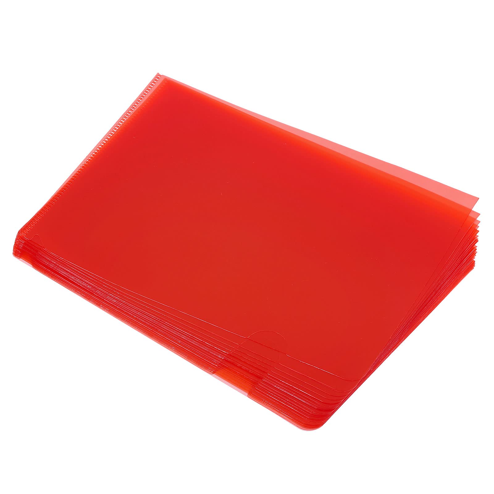 PATIKIL L Type Folders 24 Pack 8.9 x 6.3 inches A5 Plastic Clear Document Folder File Jacket Sleeves Project Pockets, Red