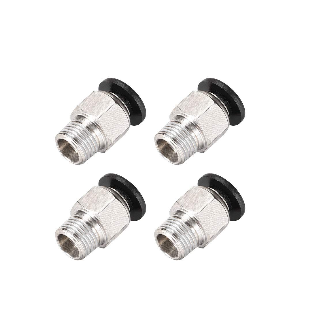 sourcing map Straight Pneumatic Push to Quick Connect Fittings 1/8NPT Male X 6mm Tube OD Silver Tone 4pcs